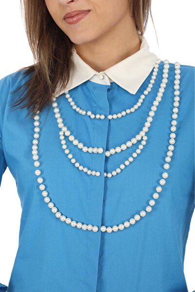 lodmela Bluză cu pandantiv cu perle albastre - 4704