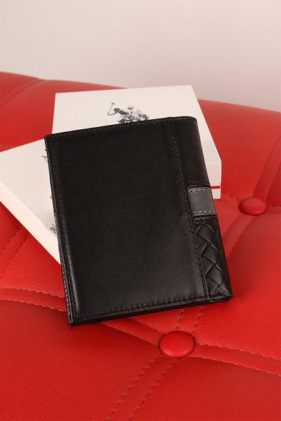 U.S. Polo Assn. ΒΑΣΗ. POLO ASSN. 24010-24011-24012 Θήκη κάρτας πορτοφολιού από γνήσιο δέρμα μαύρο