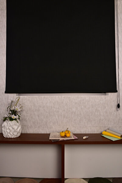 Setekshome Siyah Düz Etek Dilimsiz Ds-screen 13 Stor Güneşlik Perde