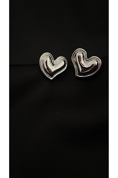 stainless steell Silver Color Heart Earrings