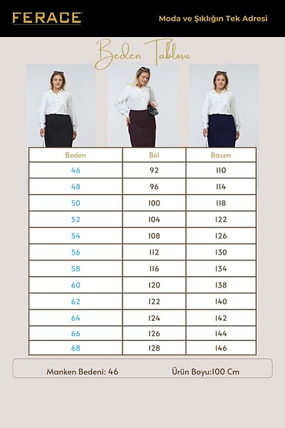 Ferace Women's Large Size Ottoman Steel Lined Seasonal Pencil Skirt Knitted Fabric