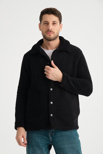 Store 100% Cotton, Shirt Collar, Buttoned Men's Plush Jacket