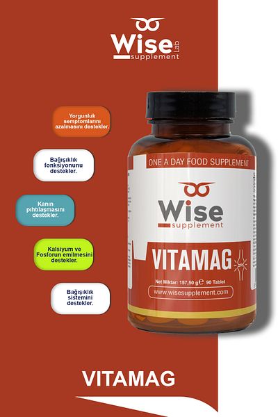 WiseLab Vitamag Magnesium Vitamin B6 Vitamin K2 Vitamin D3 90 Tablets