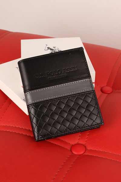 U.S. Polo Assn. ΒΑΣΗ. POLO ASSN. 24010-24011-24012 Θήκη κάρτας πορτοφολιού από γνήσιο δέρμα μαύρο