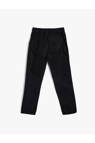 Koton Button Detailed Cotton Trousers with Binding Waist and Pockets