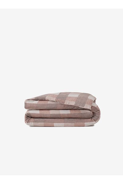Barine Gingham Gauze Σκούρο Καφέ 100% Βαμβακερό Παπλωματοθήκη Διπλής Παπλωματοθήκης 200x220