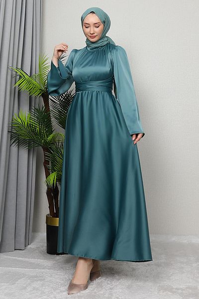 GİZ AGİYİM Rochie Hijab Nazlı Dark Mint