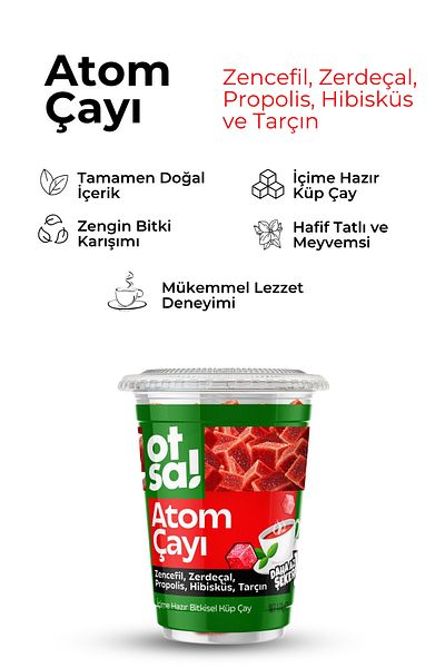 Otsa Natural and Energizing Atomic Tea with Ginger Extract, Hibiscus, Cinnamon and Turmeric Blend - 170 g