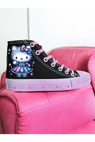 LİASSHOES Roz Strălucitor sidef strălucitor Hello cats pantofi cu talpă roz p...