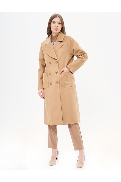 KYR Ανδρικό παλτό Cashmere - Raglan Sleeve, Camel Collar