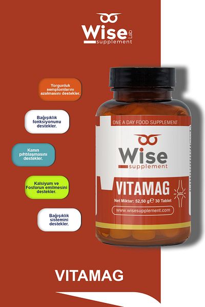 WiseLab Vitamag Magnesium Vitamin B6 Vitamin K2 Vitamin D3 30 Tablets