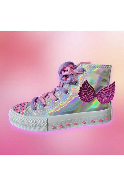LİASSHOES Pink Rhinestone Shiny Sneakers for Girls - 26/30 Light, Zip-Up Sneakers