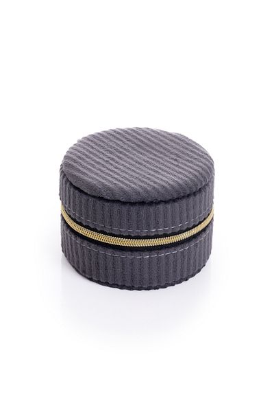 Ecrou Кръгла кадифена черна кутия за бижута 8 X 8 X 5,5 см