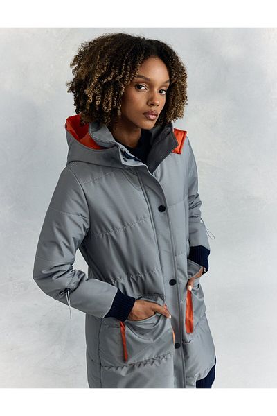 KYR Dirty Blue Quilted Anorak Coat - Υφασμάτινο γαρνιρισμένο