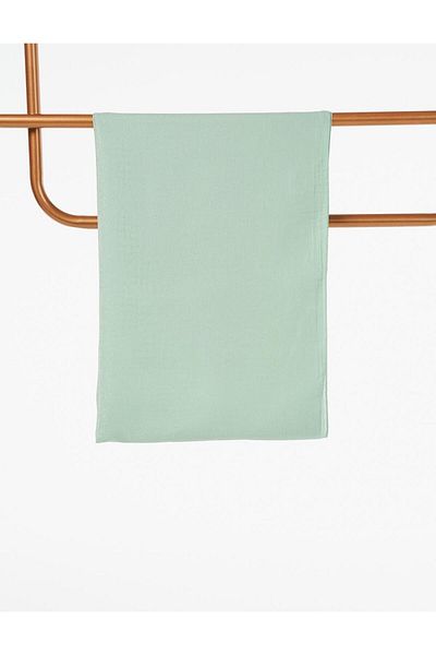 Kayra Mint Color Geometric Patterned Cotton Shawl