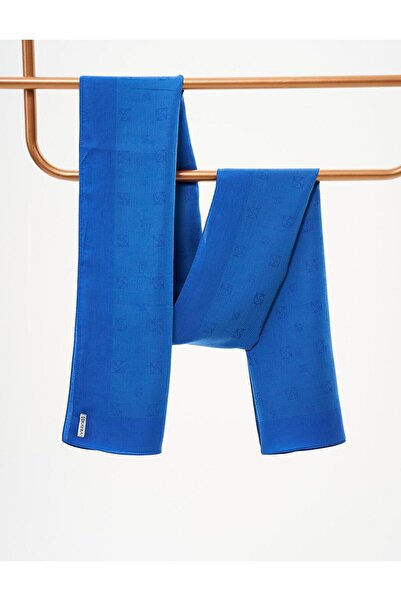 Kayra Indigo Cotton Blended Logo Shawl