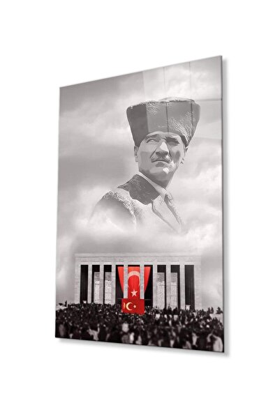 idealizbiz Ataturk staklena slika, 4mm izdržljivo kaljeno staklo, Ataturk sta...