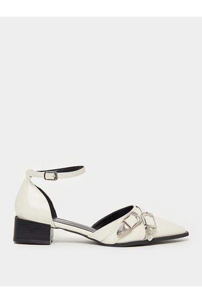 Styli Ankle Strap Buckle Accent Pointed Toe Formal Shoes