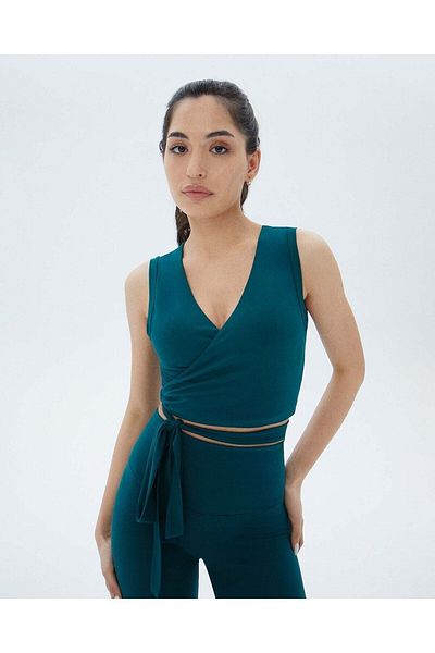 Ayma Active Bluză crop fără mâneci, înfășurată în ulei