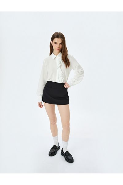 Koton Classic Collar Long Sleeve Shirt with Ruffle Detail
