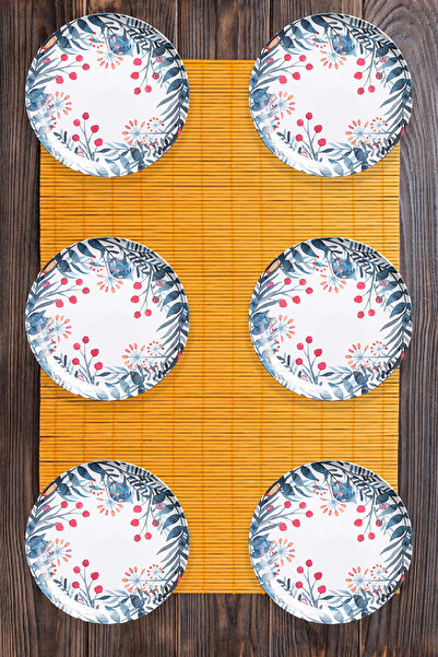 nazen MimHome Fast 19cm 8"inch Denim Kiraz Servis Tabak:Outdoor Bahçe Karavan Piknik Pasta Tabağı