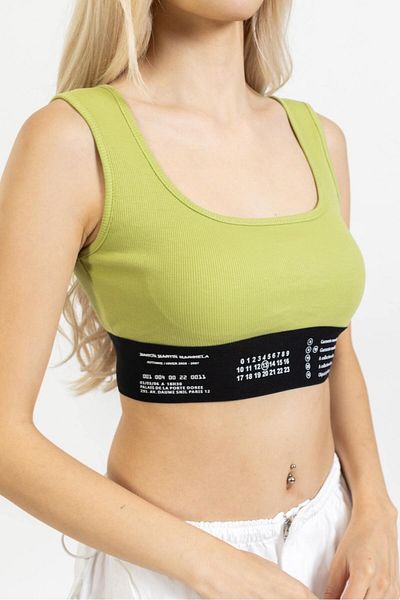 Quzu Olive Crop Top - Rubber Detailed Undershirt