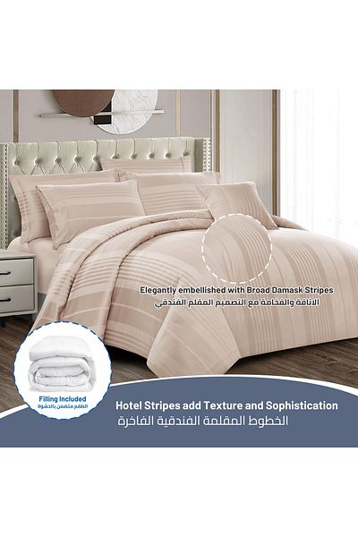 Donetella 300 Tc Cotton Blend Removable Bedding Comforter Set, 8 Pcs King Size Fits 240x260 Cms
