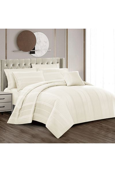 Donetella 300 Tc Cotton Blend Removable Bedding Comforter Set, 8 Pcs King Size Fits 240x260 Cm