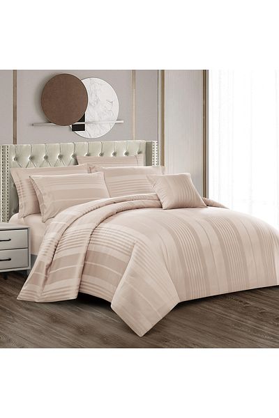 Donetella 300 Tc Cotton Blend Removable Bedding Comforter Set, 8 Pcs King Size Fits 240x260 Cms