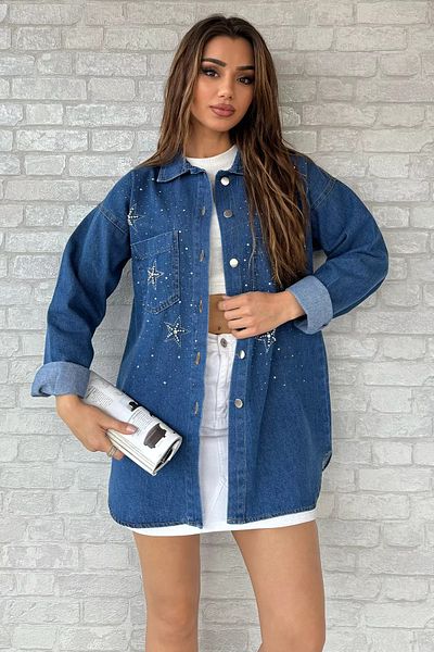 GÜLSELİ Jachetă de blugi din denim cu buzunar dublu bleumarin