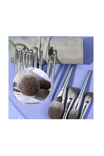 gaman Set de pensule de machiaj cosmetice profesionale cu structură cu peri moi de 14 buc, cu geantă din piele intoarsa