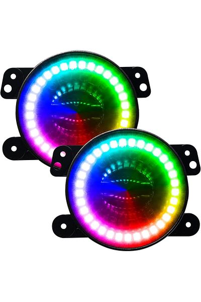 oracle مصابيح ضباب LED لسيارة Jeep Wrangler JL وGladiator JT مقاس 18-24 بوصة مع هالة وSahara وColorSHIFT وبدون وحدة تحكم