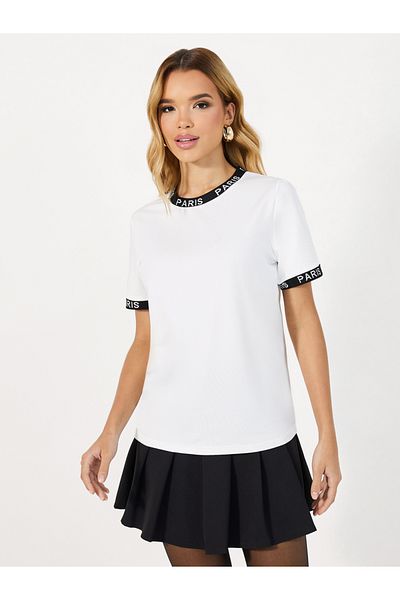 Styli Slogan Print Round Neck Regular Fit T-shirt