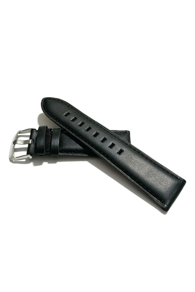 FADO &Her Saate Uyumlu Hakiki Siyah Düz  Deri Saat Kordonu 22  mm  (58 )