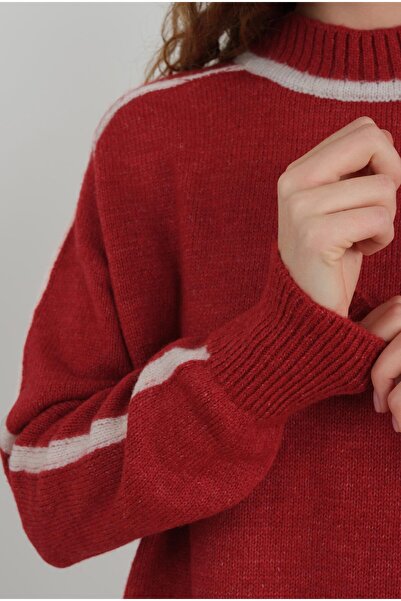 HEQA Yarım Balıkçı Yaka Triko Kazak Kırmızı