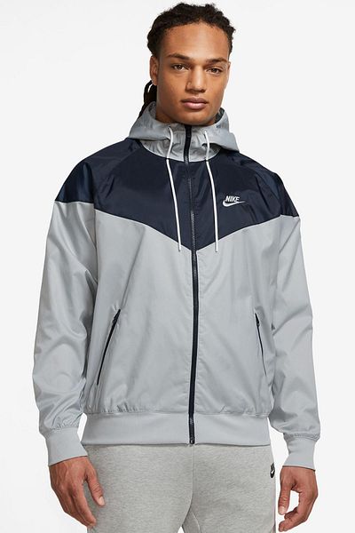 Nike Windrunner Full Zip Jacket Hooded Men's Jacket Windbreaker Navy Gray
