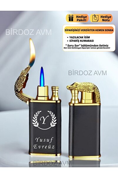 birdoz avm Kişiye Özel Isimli Özel Harf Tasarım Hediyelik Çift Ateşli Ejder Çakmak