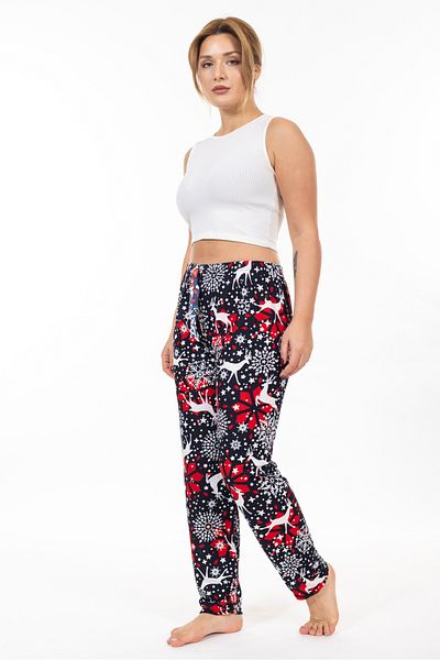 TAMPAP Pantaloni de pijama de damă din piele intoarsa cu model texturat