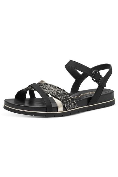 Tamaris Damen Sandalen 1-28145-42 Schwarz 098 Black Comb Textil/Synthetik mit TOUCH-IT