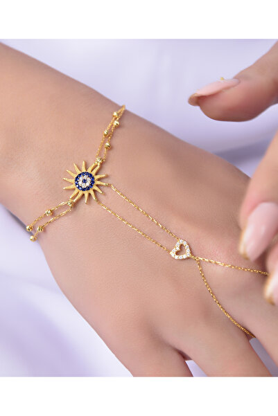 B.S. SÖYLEMEZ KUYUMCULUK VE EMLAK nazar boncuk ve kalp detaylı şahmeran 3.77 gr 14 ayar