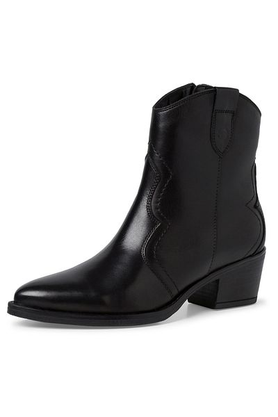 Tamaris Damen Elegante Stiefelette Western 1-25702-41 Schwarz 003 Black Leder mit TOUCH-IT