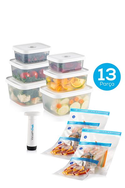 Vienev Vacuumfresh 13 Piece Vacuum Food Storage and Vacuum Bag Set