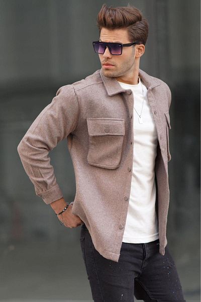 Madmext Braunes Oversize Holzfällerhemd für Herren 6709