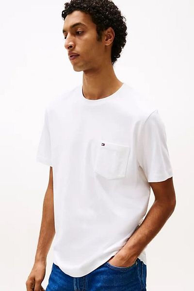 Tommy Hilfiger Λευκό ανδρικό μπλουζάκι - Patch Pocket