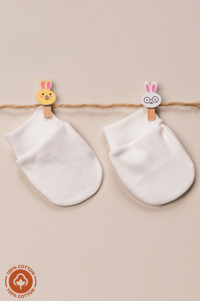 Miniel Unisex Bebek Yenidoğan Penye Organik Pamuklu Bebek Eldiveni 6 Çift  Set