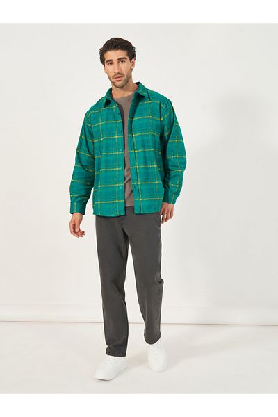 Styli Brushed Flannel Checkered Relaxed Fit Shirt