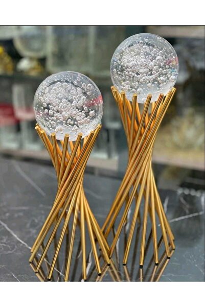 DECOOR MALL 2'li Küre Çapraz Ayak 2'li Set Köpüklü Kıristal 25cm 30cm