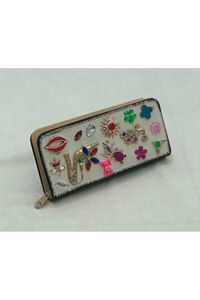 LUX LAZER ÇANTA Taşlı Siyah Özel Tasarım Kadın Cüzdan