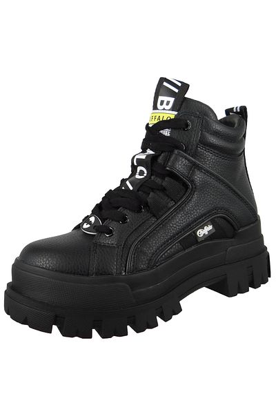 Buffalo Damen Sportliche Stiefelette Aspha NC Mid 1622045 Schwarz Black Kunstleder mit Perfect Fit durch Me