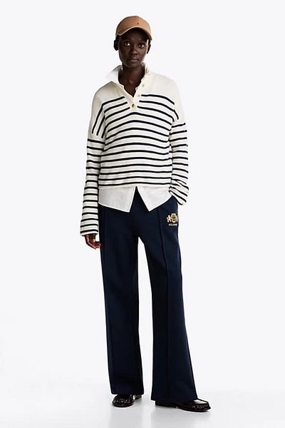 Tommy Hilfiger Women's Logo Embroidered Straight Jogger Pants - Navy Blue